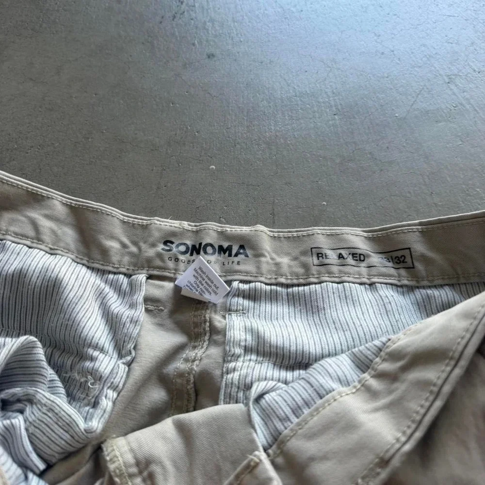 34x30 Tan Baggy Wide Leg Cargo Pants Y2K 2000s Vintage